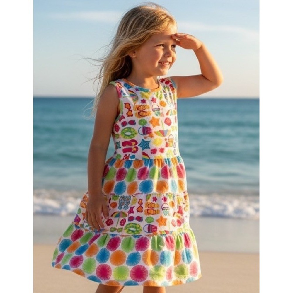 Beach Dress Girls Nannette Kids Size 6 Vacation Bright Colors Beachy‎ Flip Flops
